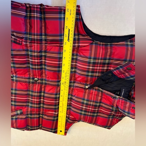 Lands’ End plaid checker red sleeveless down filled puffer vest NWOT Sz-MP.J6 - Picture 11 of 12